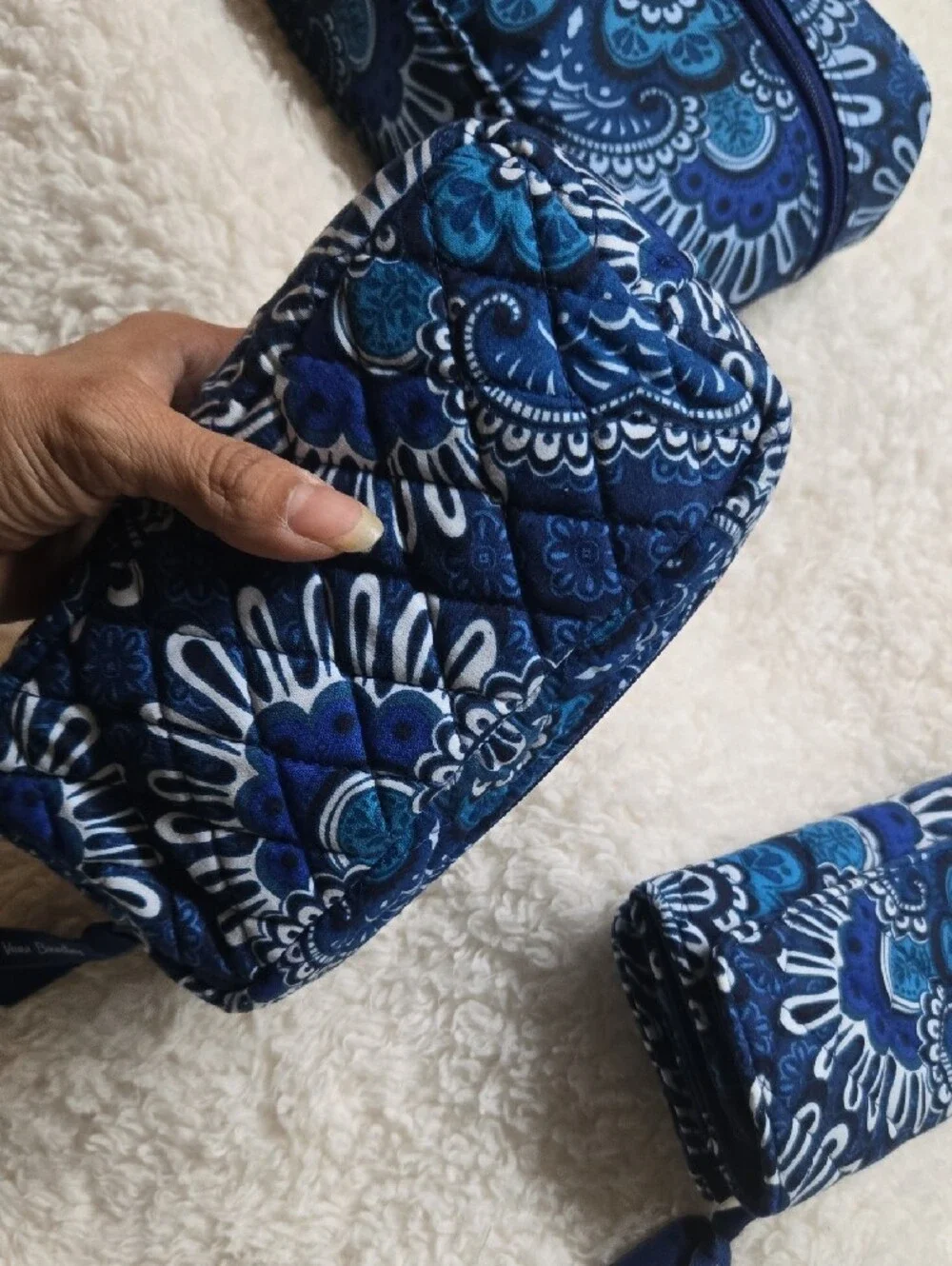 Vera Bradley Navy & Teal Floral Quilted Bag Set